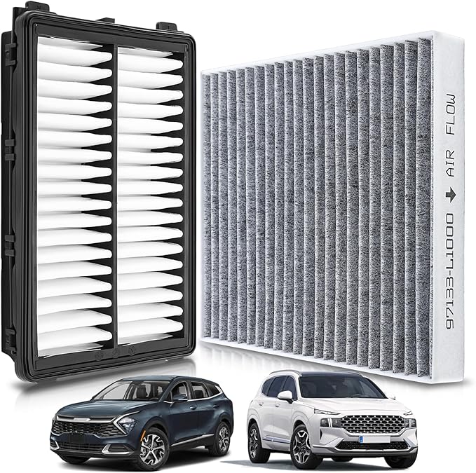 AUTOKAY Cabin Engine Air Filter Fit for Hyundai Tucson & Santa Cruz (2022-25), Santa Fe (21-25), Sonata (20-25), for Kia K5 & Sorento (21-25), Sportage (23-25), NOT HYBRID, RE# 28113-L1000 97133-L1000