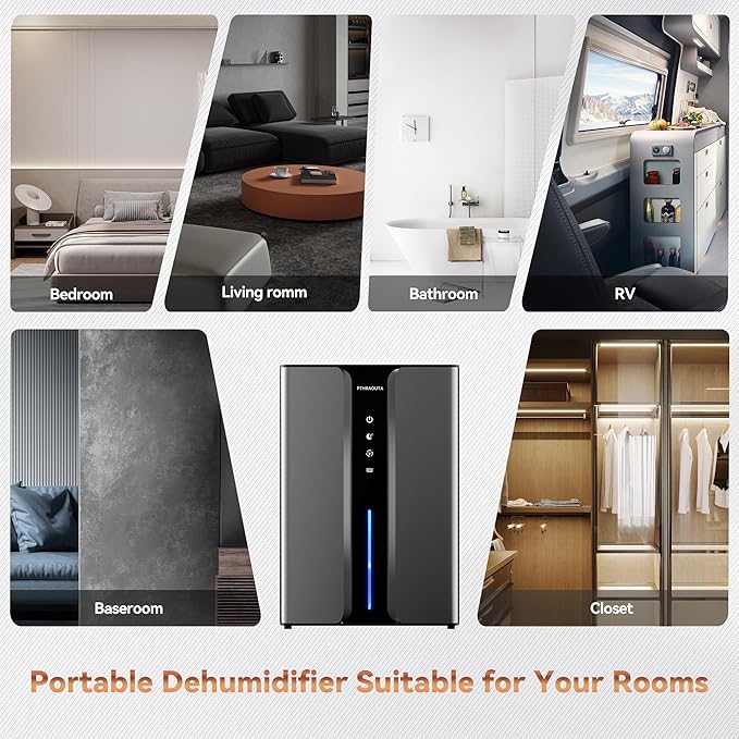Home Dehumidifier with Drain Hose, (950 sq.ft) 95oz Quiet dehumidifier for Bathroom Bedroom, with Air Reusable Filter Indoor deshumidificador for Basement RV Closet