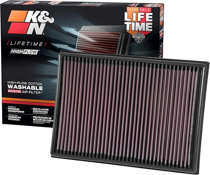 K&N High-Flow Original Lifetime Engine Air Filter: Increase Power: Premium, Washable: Compatible with 2010-2024 Toyota/Lexus: GX460, 4Runner, FJ, Land Cruiser, Prado, 33-2438