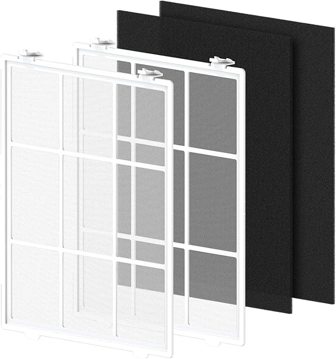 SAKEGDY C545 Washable Fine Mesh Pre-Filter and Activated Carbon Filter Replacement Compatible With Winix C545, Package Contains 2 Pre-Filters and 2 Carbon Filters