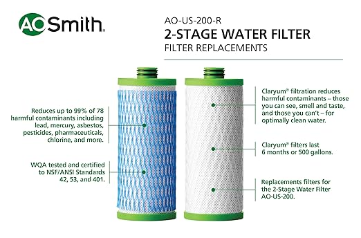 AO Smith Claryum Filter Replacement - 2 Pack - AO-US-200-R
