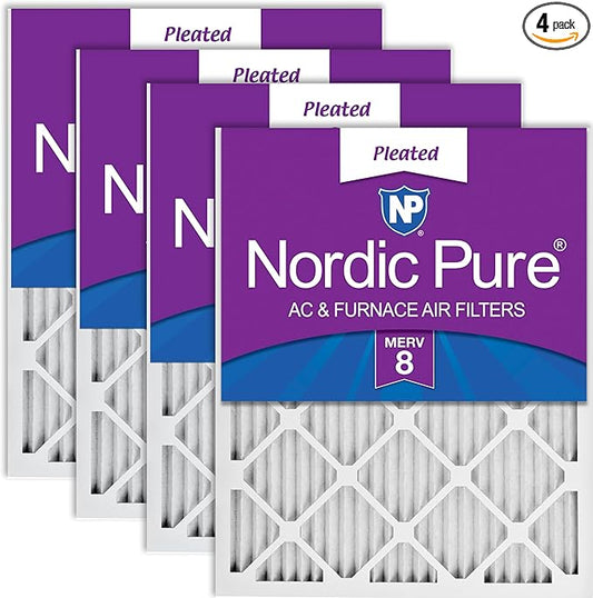 Nordic Pure 18x25x1 (Actual Size: 17 1/2 x 24 1/2 x 3/4) Pleated MERV 8 Air Filters 4 Pack