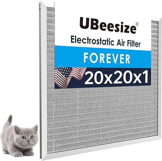UBeesize 19.75x19.75x0.82 Inch Reusable Air Filter - Washable, MERV 8, Permanent, Electrostatic - Lasts a Lifetime - Enjoy Fresher Air in Home and Office HVAC AC Furnace Systems