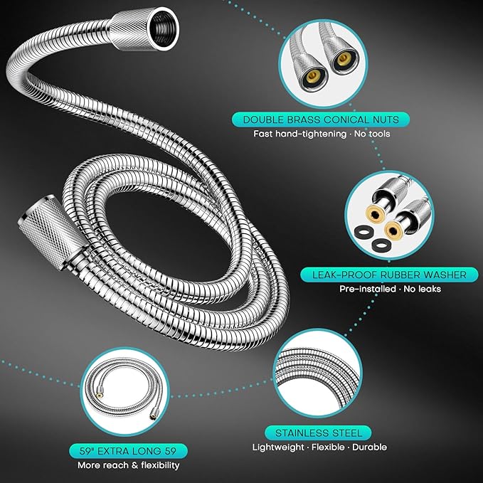 Filtered Shower Head with Handheld, High Pressure 4 Spray Mode Showerhead with Filters, Water Softener Beads for Hard Water with ON/OFF Switch for Pets (Chromium Silver, 5 Inch Panel)