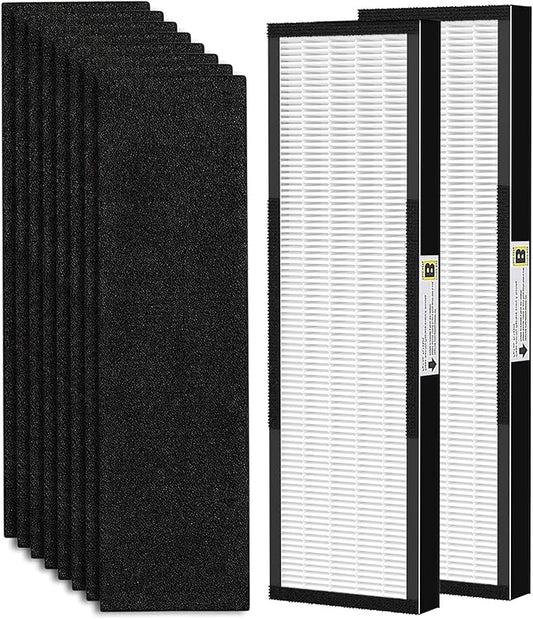2 Pack FLT4825 True HEPA Fil-ter B Replacement with Activated Carbon Pre-Filters Compatible with Air Puri-fier AC4825 AC4300 AC4800 AC4900 AC4850, Black