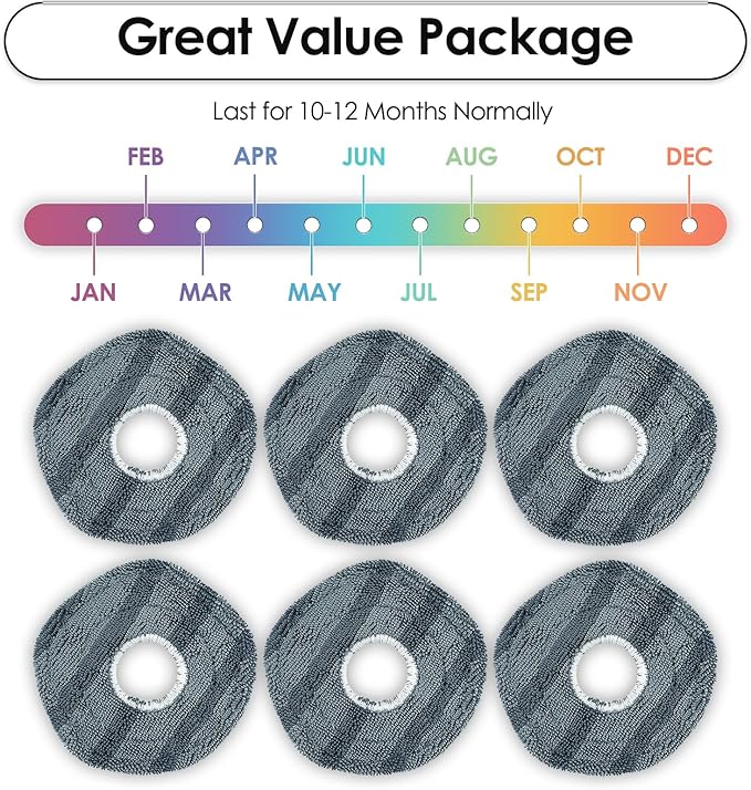 (6 Pack) X10 Pro Omni Replacement Mop Pads Compatible with Eufy X10 Pro Omni Robot Vacuum Cleaner, Washable Replacement Mop Cloths, Mop Pad Accessories Kit