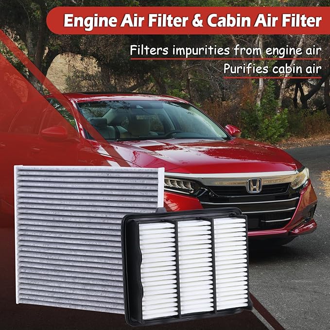 CA12290 Engine Air Filter and CF10134 Cabin Air Filter kit Compatible with 2018-2022 Honda Accord 1.5L Gas Only Replaces 17220-6A0-A00 80292-SDA-A01