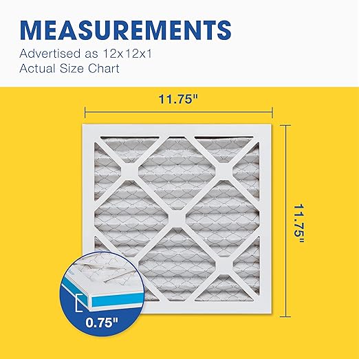 Aerostar 12x12x1 MERV 8 Air Filter, 4 Count, ACTUAL SIZE (11.75 x 11.75 x 0.75), HVAC, Air Conditioning & Furnace Filter Captures Dust, Lint & Pollen (MPR 600 / FPR 5), Made in USA