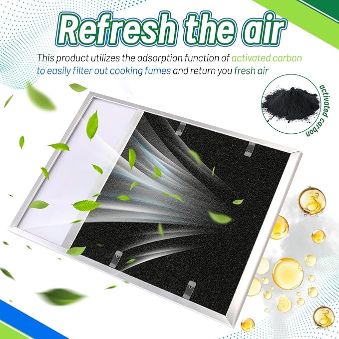 Range Hood Charcoal Filter 7.75" x 10.5" - Fits Broan and Nutone BP58 43000 Series Range Hoods Filter Replacement Insert Carbon Filter for Eliminates Cooking Odors (4-Pack)