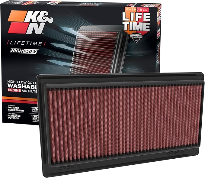 K&N High-Flow Original Lifetime Engine Air Filter: Increase Power: Premium, Washable: Compatible with 2022-2026 Acura/Honda: MDX, Passport, Pilot, 33-5117