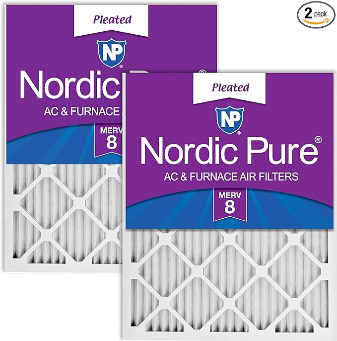 Nordic Pure 15x20x1 (Actual Size: 14 1/2 x 19 1/2 x 3/4) Pleated MERV 8 Air Filters 2 Pack