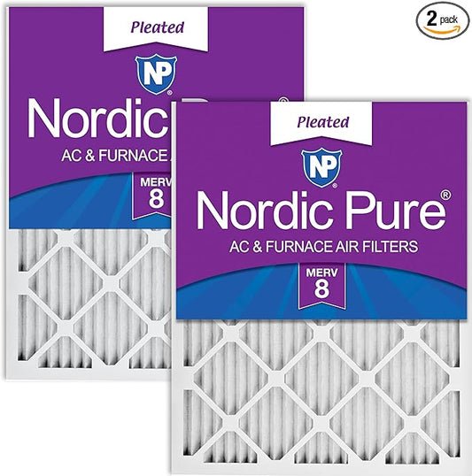 Nordic Pure 15x20x1 (Actual Size: 14 1/2 x 19 1/2 x 3/4) Pleated MERV 8 Air Filters 2 Pack