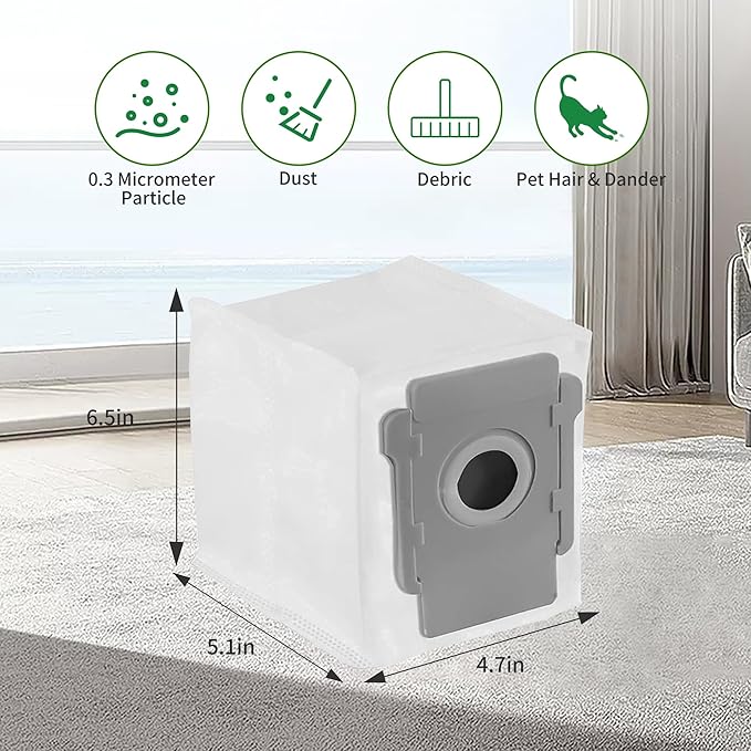 Brush Hepa Filter Accessory Kit Replacement Compatible with Roomba I & J Series i1 i3 i4 i6 i7 i8 J7 J5 J6 J8 J9 Including 2 Extractor 10 Filters 10 Side Brush & 5 Bags