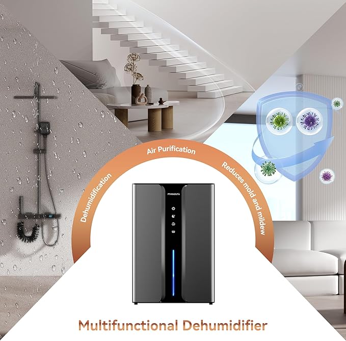 Home Dehumidifier with Drain Hose, (950 sq.ft) 95oz Quiet dehumidifier for Bathroom Bedroom, with Air Reusable Filter Indoor deshumidificador for Basement RV Closet