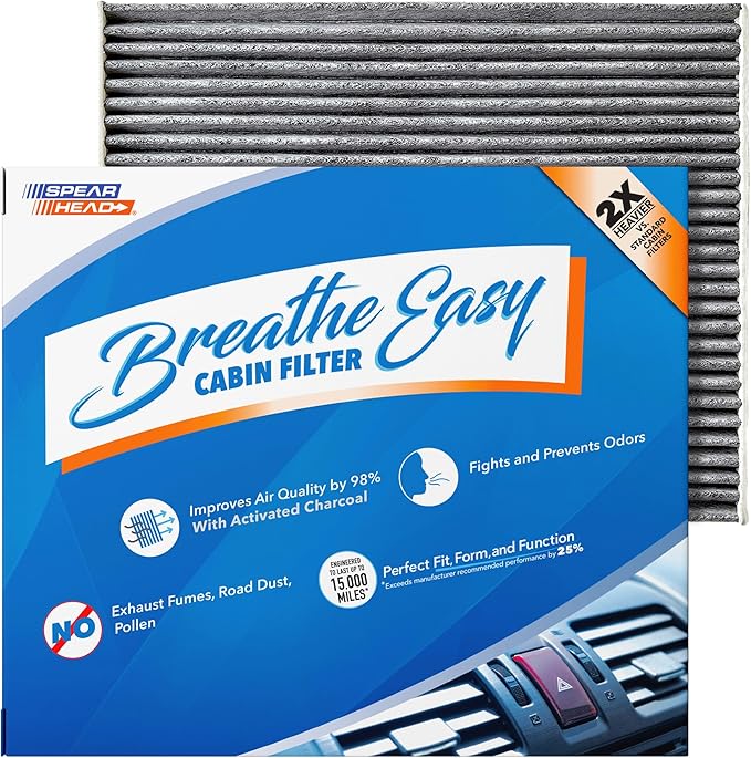 Spearhead Odor Defense Breathe Easy AC & Heater Cabin Filter | Fits Select 2013-23 Ford & Lincoln Like OEM | Up to 25% Longer Lasting w/Activated Carbon (BE-775)