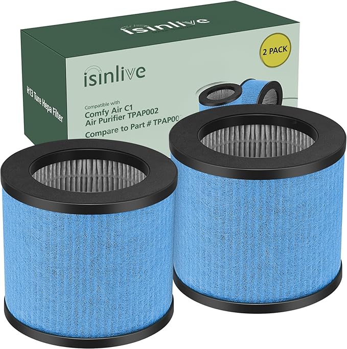 TPAP002 Filter Replacement 3-in-1 Upgraded Compatible with TOPPIN TPAP002 Air Purifier Comfy Air C1, Part #TPFF002, 2 Pack