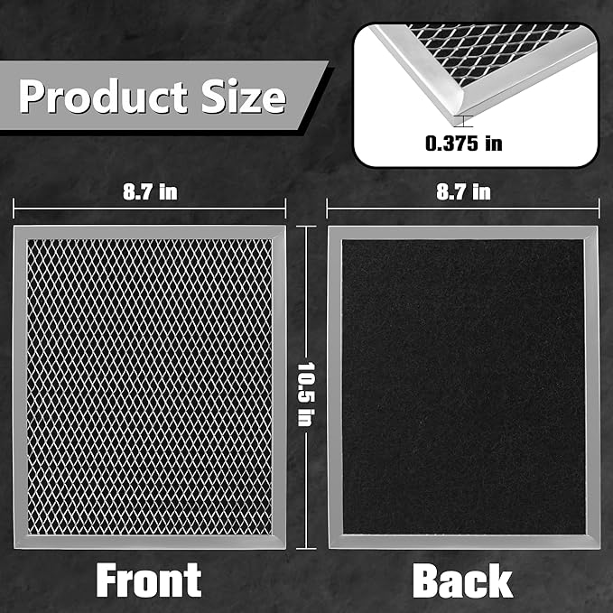 97007696 Replacement Filter For B-Roan - 10.5 X 8.75 Range Hood Filter Compatible with Stove Vent Fan With Aluminum Mesh Charcoal Combo By Funmit- Replaces 6105c 97007697-3 Pack