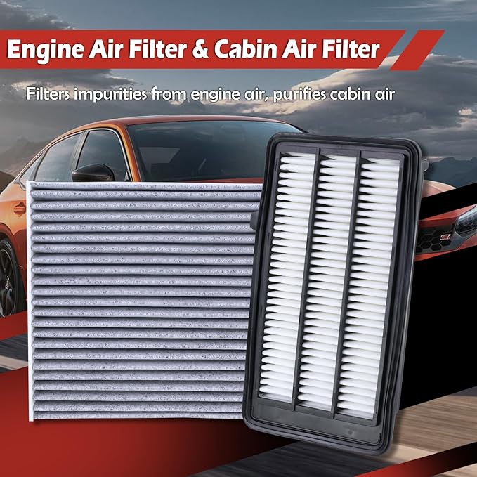 17220-5AA-A00 Engine Air Filter and 80292-TF0-G01 Cabin Air Filter kit Compatible with Honda 2017-2022 CR-V 2016-2021 Civic 1.5L Not For Hybrid Replaces AF5263 AF9183 PA99116 CF11182 80291-T5R-A01