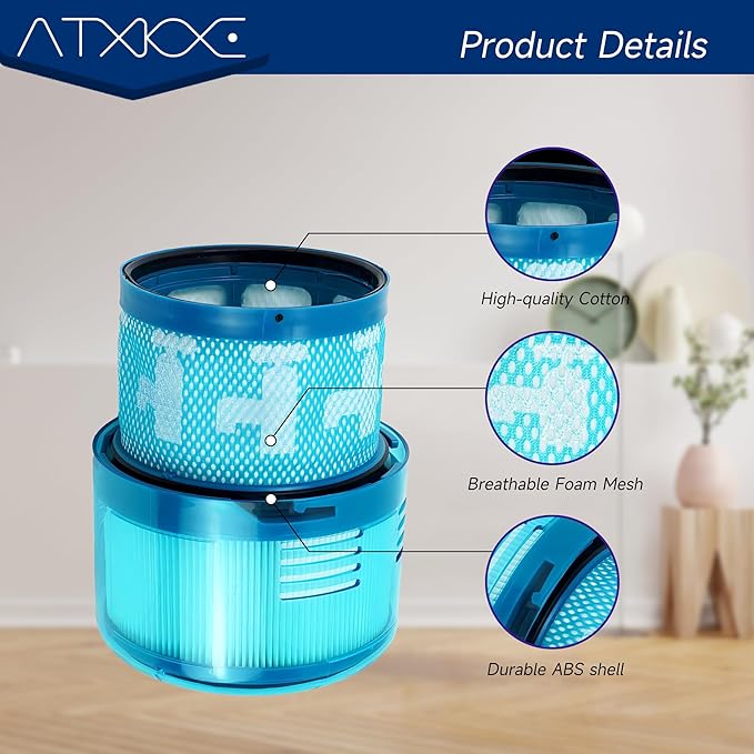 ATXKXE Gen5 Filter Replacement, Compatible with Dyson Gen5detect Absolute, Gen5outsize Absolute, Gen5detect Fluffy Cordless Vacuum Cleaner, 4 Pack Filters and 1 Clean Brush