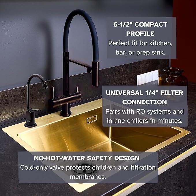 Westbrass D203-NL-12 6" Touch-Flo Style Pure Cold Water Dispenser Faucet, 1-Pack, Oil Rubbed Bronze