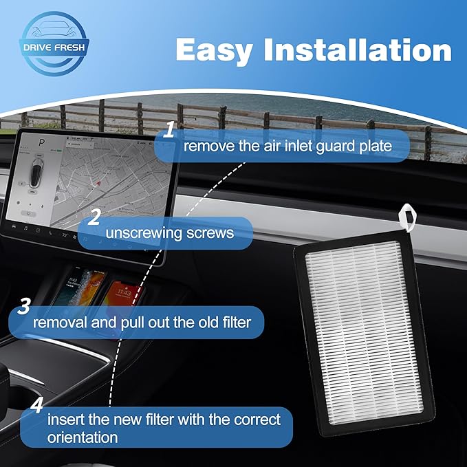 2024 Upgraded HEPA Cabin Air Filter for Tesla Model Y/3 - New Version with Enhanced Durability, All-Weather 3X Strength & Installation Kit, Fits Model Y & Model 3 (2016-2024), 2-Pack