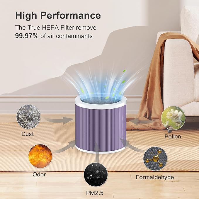 MORENTO HY1800 Genuine Air Purifier Replacement Filter, Ture HEPA Filter for HY1800 Air Purifier, Efficiency Activated Carbon, 1 Pack, Smoke Version