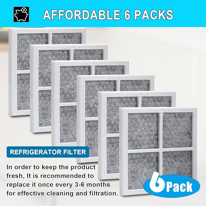 LT120F Refrigerator Air Filter Replacement 6 Pack for LG Kenmore, Compatible with ADQ73214402 ADQ73214403 ADQ73214404 ADQ73334003 ADQ73334008 - Odor Remover Fresh Air Filter
