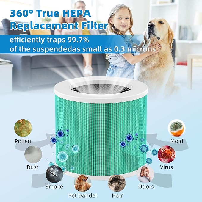 HY1800 Replacement Filter Compatible with MORENTO/CHIVALZ/Honeyuan HY1800 Air Purifier, 3-in-1 H13 True HEPA and Activated Carbon Filtration 2 Pack