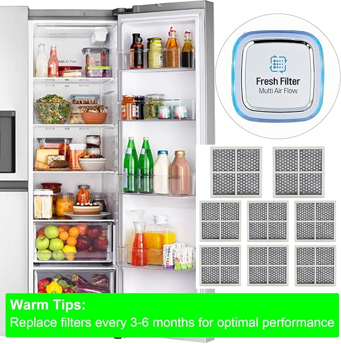 LT120F Refrigerator Air Filter Replacement for LG LT120F, and Kenmore Elite 469918, 9918, 795, Carbon Fridge Filters for LG ADQ73214402, ADQ73214403, ADQ73214404, ADQ73334008, LMXS30776S-8 Pack