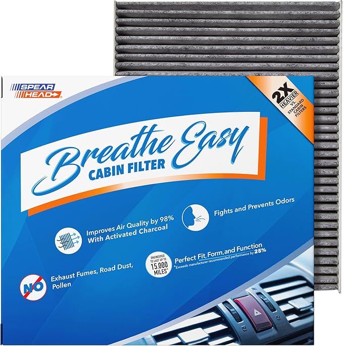 Spearhead Odor Defense Breathe Easy AC & Heater Cabin Filter | Fits 2010 Santa Fe, 2011-15 Sorento Like OEM | Up to 25% Longer Lasting w/Activated Carbon (BE-664)