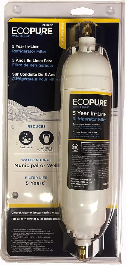 Watts Inline Water Filter + EcoPure Universal In-Line Refrigerator Filter