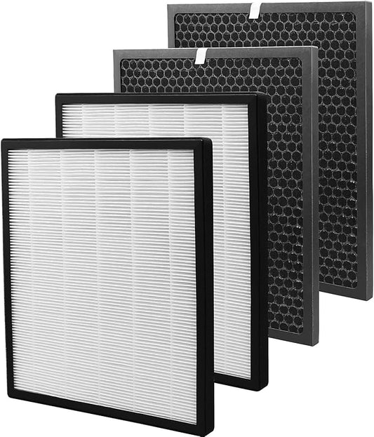 LV-PUR131 Replacement Filters Compatible with LEVOIT LV-PUR131 and LV-PUR131S Air Purifier, LV-PUR131-RF, 2 Pack True HEPA and Activated Carbon Filters (2 HEPA + 2 Carbon Filters)