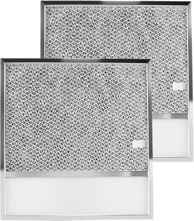 Aluminum Range Hood Filter with Light Lens Compatible with Air-O hoods 1200 and Other, 11" X 12" x 3/8" Kitchen Exhaust Grease Screen, Reusable Grease Light Lens Filter, 2 PCS