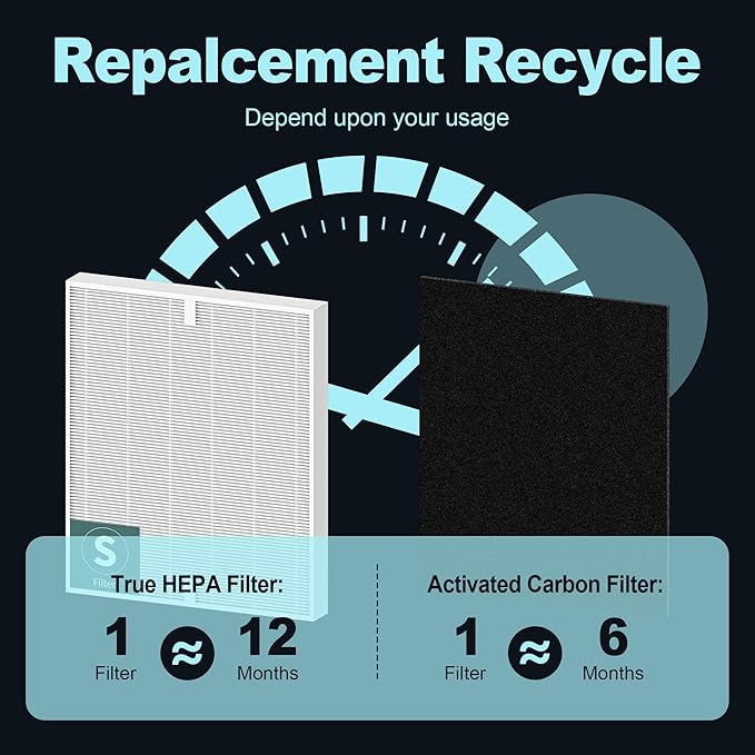 C545 Replacement Filter S for Winix C545 Air Purifier Replace Part 1712-0096-00 and 2522-0058-00, 1 True HEPA Filter and 4 Activated Carbon Pre-Filters by PETOX