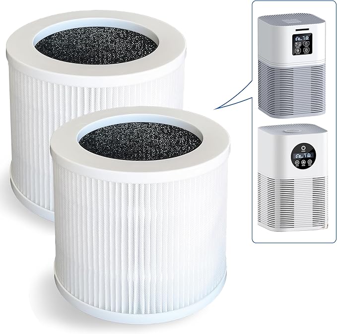 A1 Replacement Filter, Compatible with Vewior A1 Air Purifier HQSC-50, HQKJ-80 and AMEIFU AP01W, KOIOS HQKJ-50 Air Purifier, 3-in-1 True HEPA Replacement, H13 True HEPA fILTER, 2-PACK