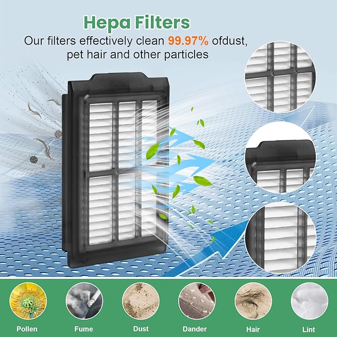 18 Pcs Replacement Parts for iRobot Roomba Plus 405 Combo / 505 Combo / 507 Combo Robot Vacuum Cleaner, Include 1 Main Brush, 4 Dust Bags, 4 Mop Pads, 4 Filters, 4 Side Brushes and 1 Cleaning Tool
