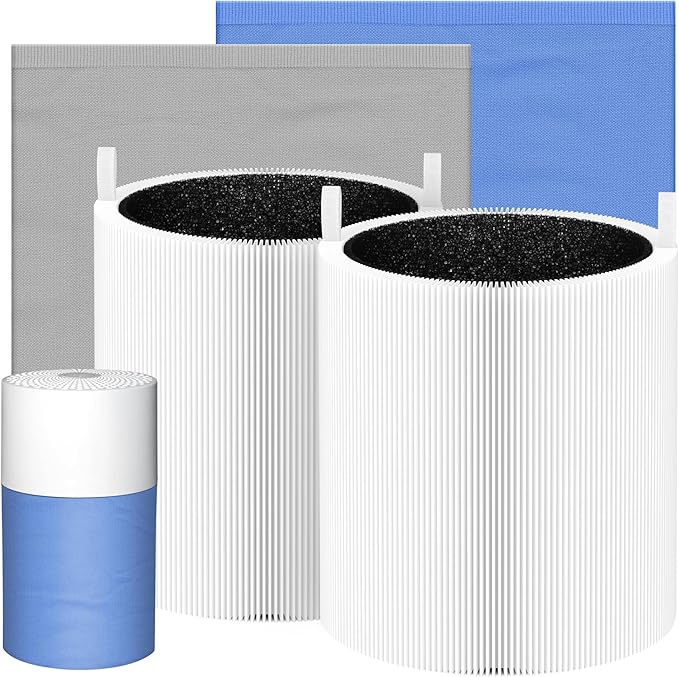 2 Packs 511 Replacement Filters Compatible with Blueair Blue Pure 511 Air Cleaner Purifier, 2 Stages Filter of Premium Filter and Activated Carbon with 2pcs Washable Cloth Cover Pre-Filters