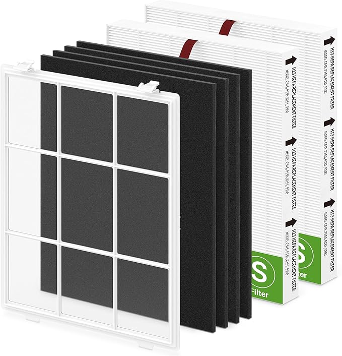 2 Pack C545 HEPA Replacement Filter S with 1 Washable Pre-Filter, and 4 Carbon Filters, Compatible with Winix C545, Replace Part 1712-0096-00 and 2522-0058-00