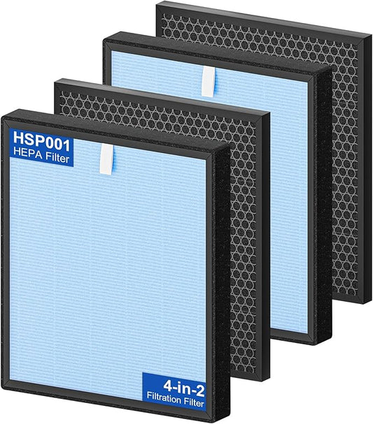 HSP001 Replacement Filter Compatible with Hathaspace Air Purifier, 4-in-2 Filtration with H13 True HEPA Filter, Activated Carbon and Pre-Filter (2 Pack)