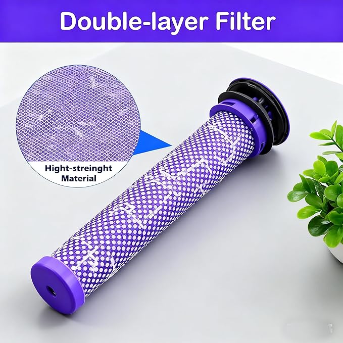 4-Pack Dyson Filter Replacement for V7 V8 SV10 Cordless Vacuum, Replace 965661-01 967478-01, 2 Pre-Filters & 2 Post-Filters Compatible with Dyson V8 Animal Absolute V7 Animal Fluffy
