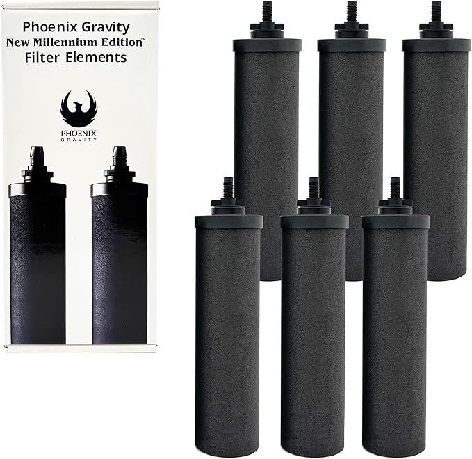 Berkey - Phoenix Gravity New Millennium Edition Water Filter Elements (Set of 6) - NMCL Endorsed Replacement in Lieu of Black Berkey Elements BB9-2