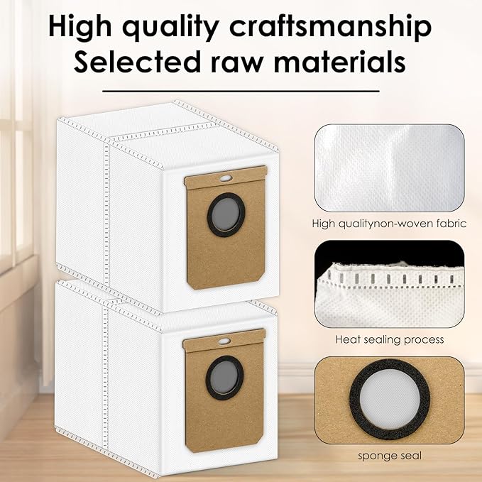 (12 Pack) L50 L60 Hybrid Dust Bags Replacement Compatible With eufy L60/ L60 Hybrid/ L60 SES/ L50 SES/ L50 Series Self Empty Station, Robot Vacuum Bags, Filter Bags, Disposable Canister Bags