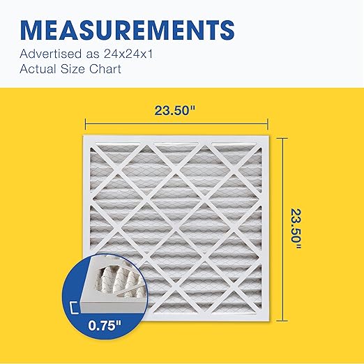 Aerostar 24x24x1 MERV 11 Air Filter, 6 Count, ACTUAL SIZE (23.50 x 23.50 x 0.75) HVAC, Air Conditioning & Furnace Filter for Dust, Pet Dander, Smoke & Allergies (MPR 1200 / FPR 7), Made in USA