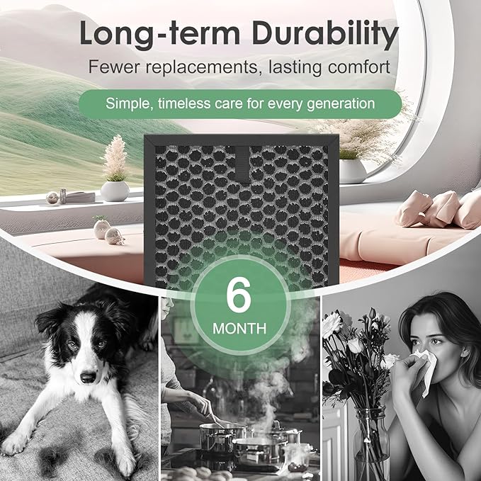 HRFSC1 VOC Filter S Compatible with Honeywell Air Purifier Filter S HPA3000 PowerPlus and HPA5000 Insight Model HPA3100/3200/3300/5100/5200/5300, Carbon 6-Pack
