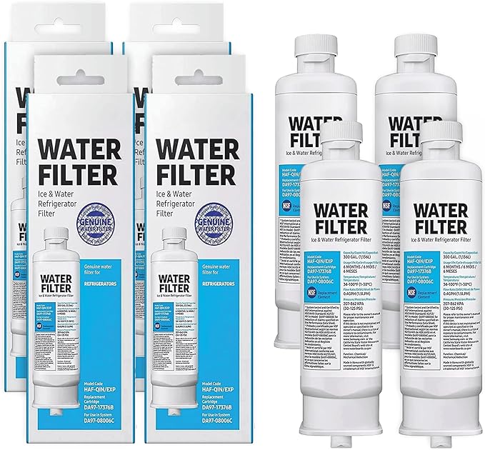 HAF-QIN/EXP DA97 Water Filter Replacement – Compatible with DA97-17376B – Carbon Block 99% Contaminant Reduction – Fresh Water & Ice – 24 Month Life 4 PACK