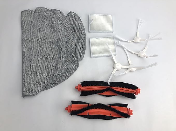 Accessories Kit for Xiaomi E10 B112 E12 Robot Vacuum Cleaner, 2 Main Brush, 2 HEPA Filters, 4 Side Brush, 4 Mop Cloths, 12 PCS Replacement Spare Parts Repair Attachments