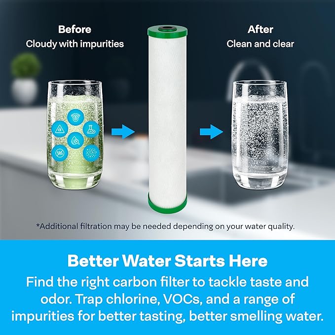SpiroPure SP-CBR2-20BB 20x4.5 0.5 Micron NSF Certified Coconut Shell Carbon Block Water Filter Cartridge CBC20-BB 155312-43 SMCB-4520 (Case of 4)