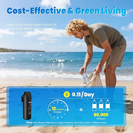 Under Sink Water Filter, House Faucet Water Filter for Kitchen Sink, Under Counter Direct Connect to Kitchen Faucet, Reduces 99% Chlorine, Bad Taste & Odor, 10000 Gallons, by DESENRUIS