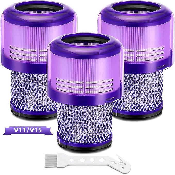 3 Pack Filter for Dyson V11 Absolute Torque Drive Animal, V15 Detect, SV14, SV22 Vacuum Cleaners, Dyson Cordless Vacuum Cleaner Filter Replacement Accessory # 970013-02 & 970013-03