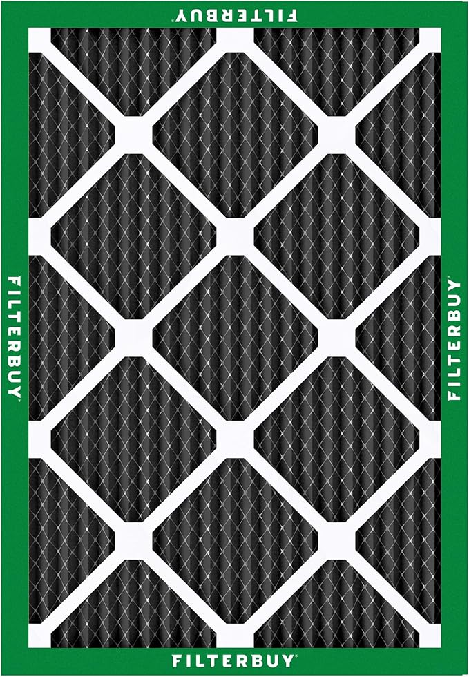 Filterbuy 18x25x1 Air Filter MERV 10 Odor & Allergy Defense with Activated Carbon (2-Pack), Electrostatic Pleated HVAC AC Furnace Filters Replacement (Actual Size: 17.50 x 24.50 x 0.75)